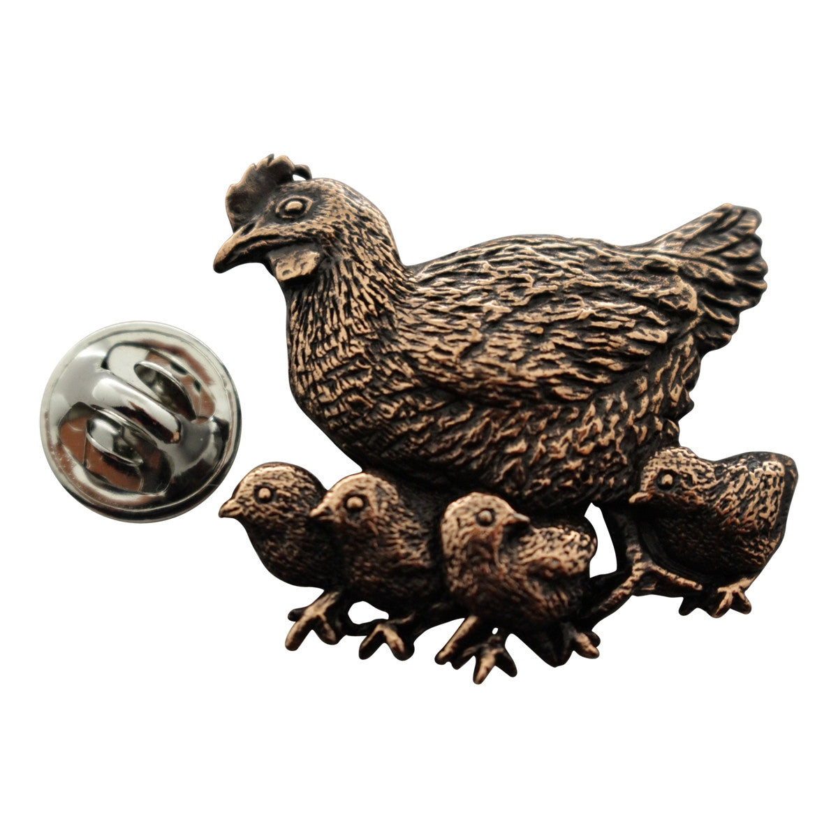 Hen and Chicks Pin ~ Antiqued Copper ~ Lapel Pin ~ Sarah's Treats & Treasures